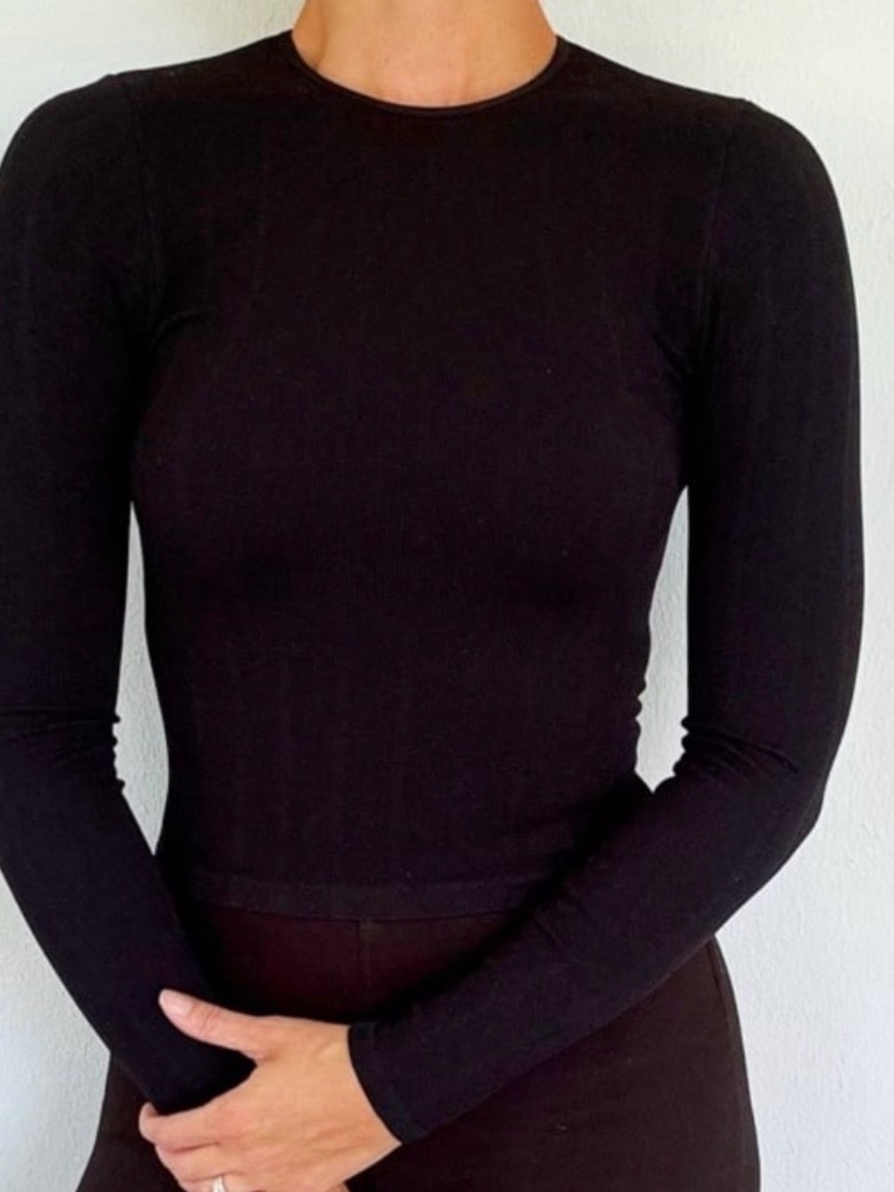 Yogalicious Heavenly Rib Kathleen Cropped Long Sleeve Built-In Bra Size S